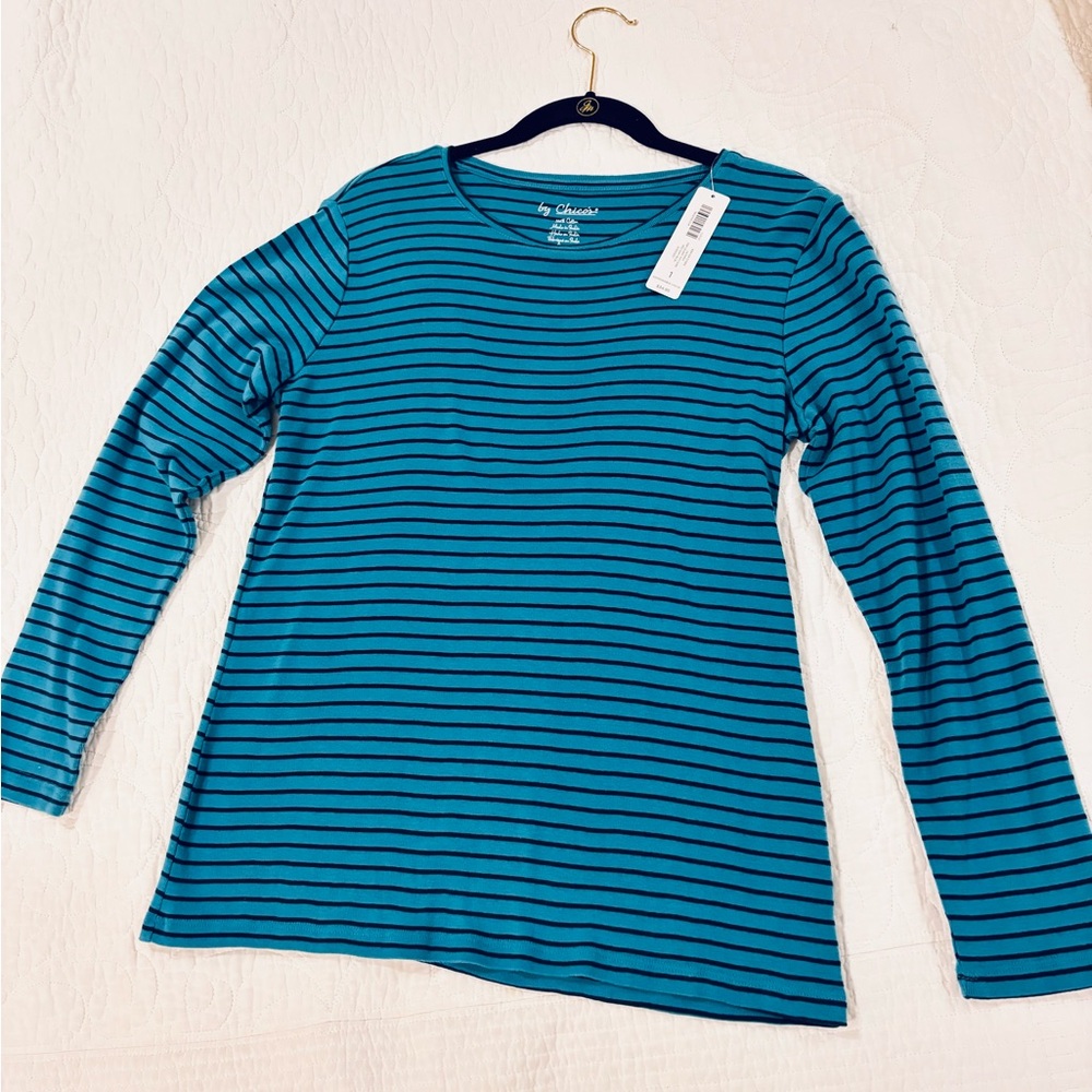 Chicos NWT long sleeve striped shirt